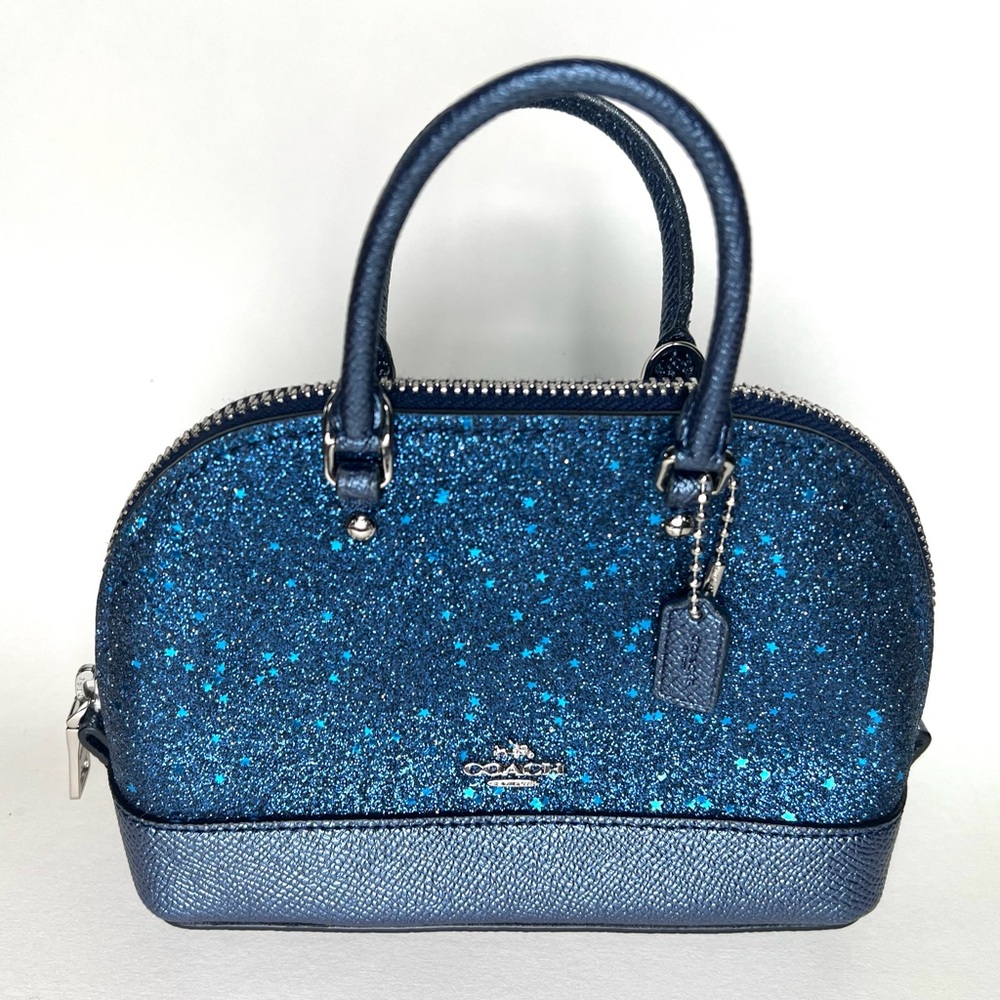 COACH Micro Mini Sierra F22891 2-Way Bag with Blue Glitter, Excellent Condition